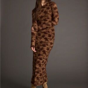 12th Tribe Brown and Black Mock Neck Bodycon Dress